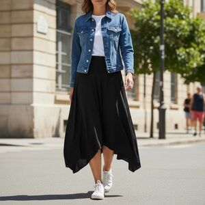 Cabi Asymmetrical Black Rayon Skirt